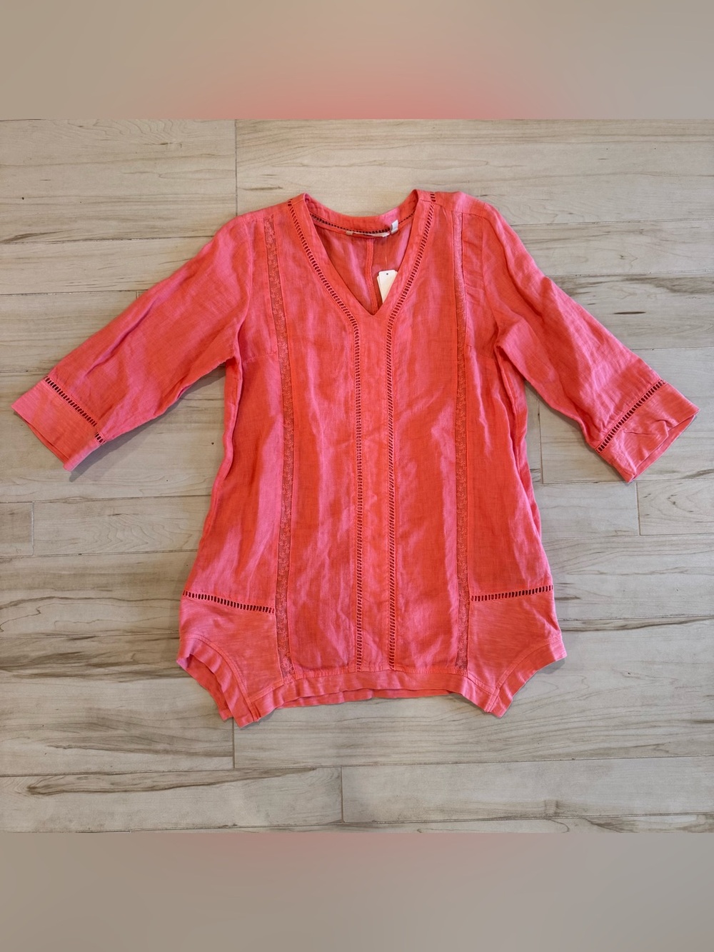 💯 Linen NWT Soft Surroundings Coral Tunic Boho Coastal Top Size S